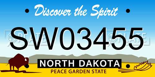 SW03455 North Dakota License Plate