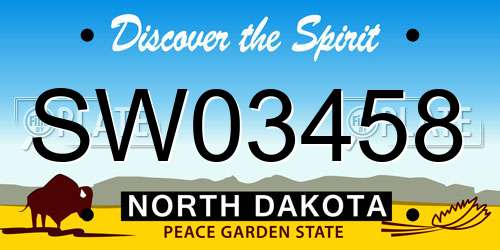 SW03458 North Dakota License Plate