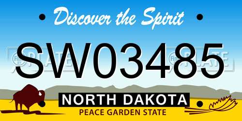 SW03485 North Dakota License Plate