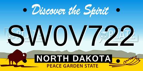 SW0V722 North Dakota License Plate