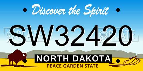 SW32420 North Dakota License Plate