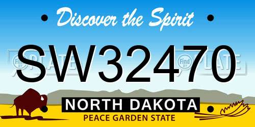 SW32470 North Dakota License Plate