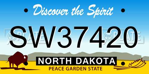 SW37420 North Dakota License Plate