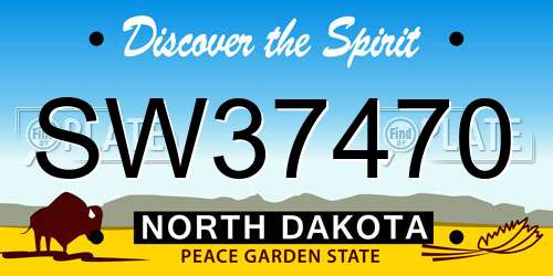 SW37470 North Dakota License Plate
