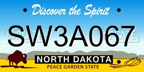 SW3A067 North Dakota License Plate
