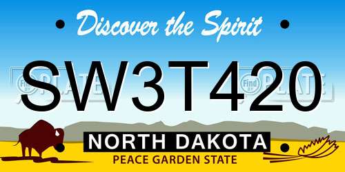SW3T420 North Dakota License Plate