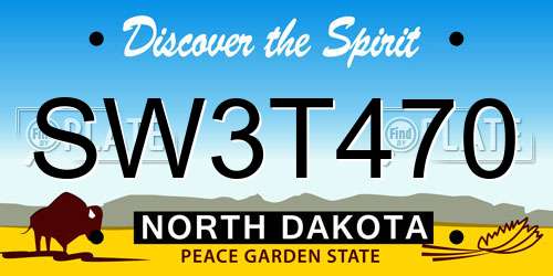 SW3T470 North Dakota License Plate