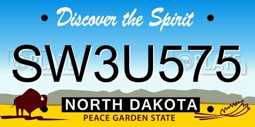 SW3U575 North Dakota License Plate