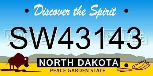 SW43143 North Dakota License Plate