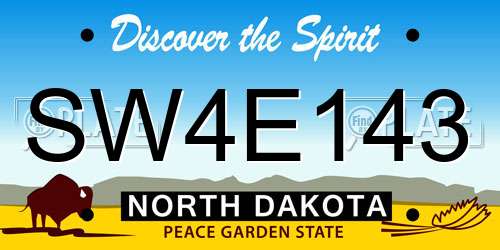 SW4E143 North Dakota License Plate