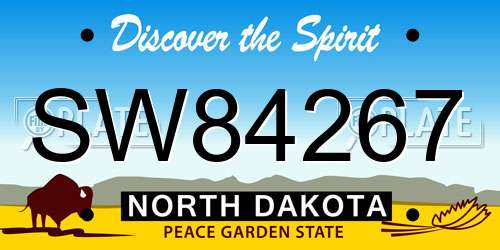 SW84267 North Dakota License Plate