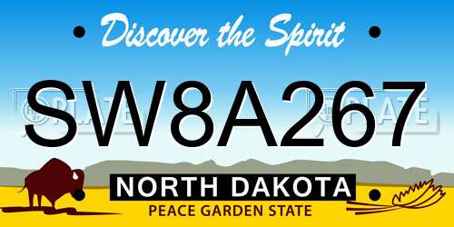 SW8A267 North Dakota License Plate