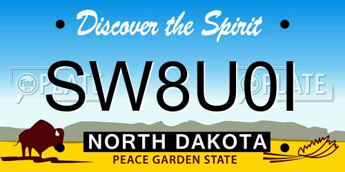 SW8U0I North Dakota License Plate