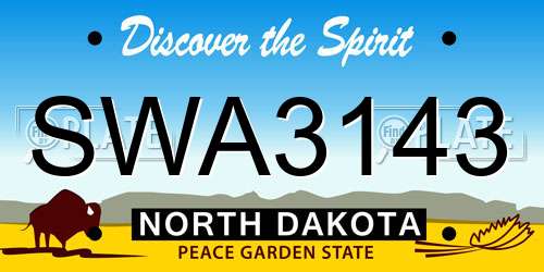 SWA3143 North Dakota License Plate