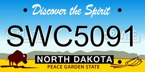 SWC5091 North Dakota License Plate