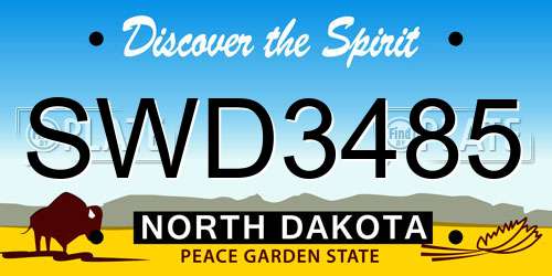 SWD3485 North Dakota License Plate