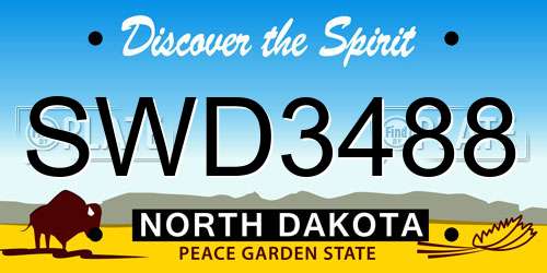 SWD3488 North Dakota License Plate