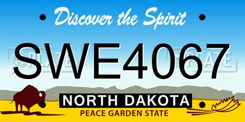 SWE4067 North Dakota License Plate