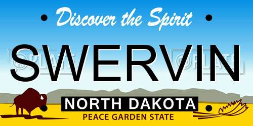 SWERVIN North Dakota License Plate