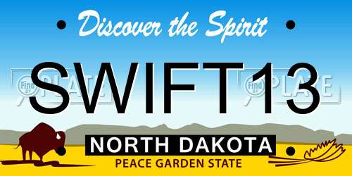 SWIFT13 North Dakota License Plate