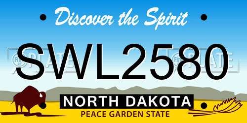 SWL2580 North Dakota License Plate