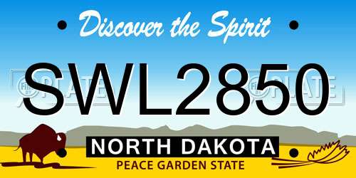 SWL2850 North Dakota License Plate