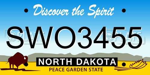 SWO3455 North Dakota License Plate