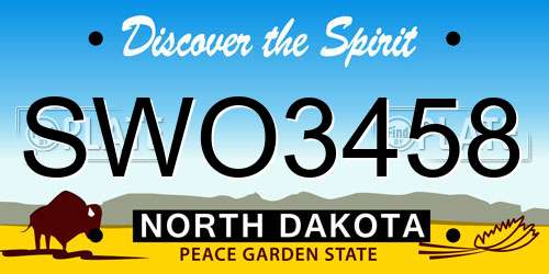 SWO3458 North Dakota License Plate