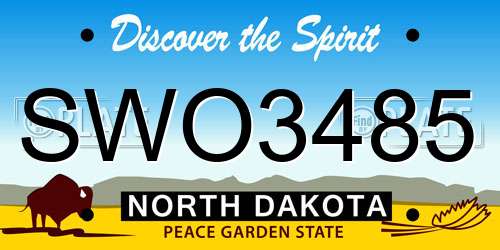 SWO3485 North Dakota License Plate