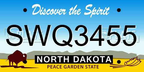 SWQ3455 North Dakota License Plate