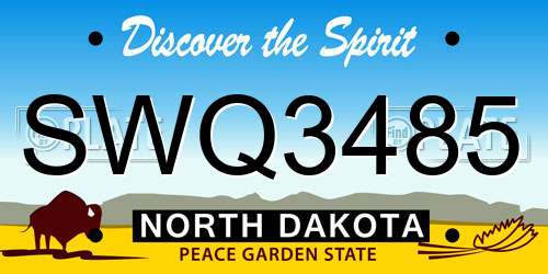 SWQ3485 North Dakota License Plate