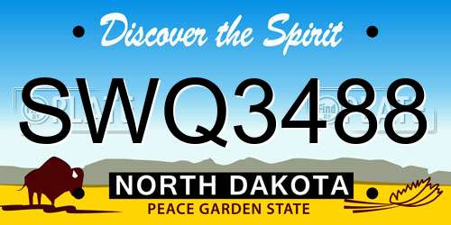 SWQ3488 North Dakota License Plate