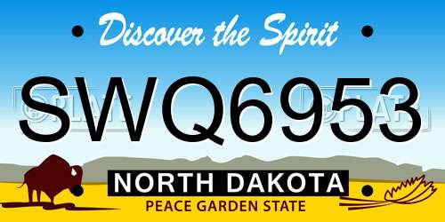 SWQ6953 North Dakota License Plate