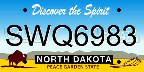 SWQ6983 North Dakota License Plate