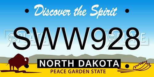 SWW928 North Dakota License Plate