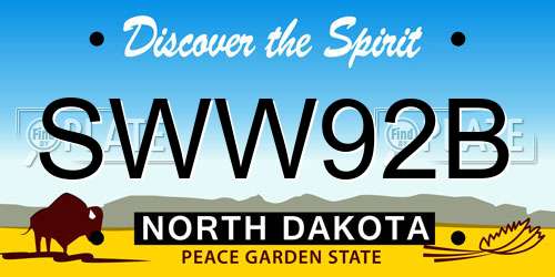 SWW92B North Dakota License Plate