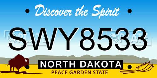 SWY8533 North Dakota License Plate