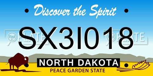 SX3I018 North Dakota License Plate