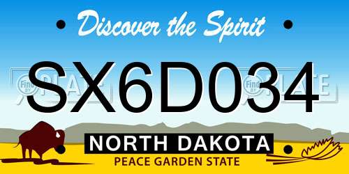 SX6D034 North Dakota License Plate