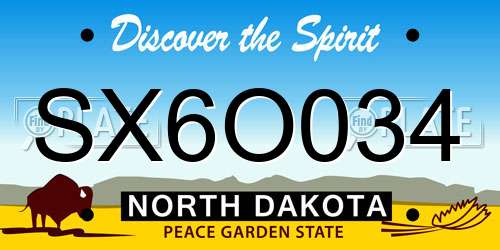 SX6O034 North Dakota License Plate