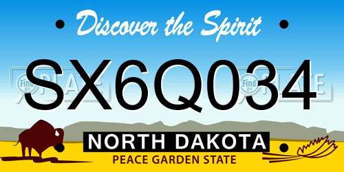 SX6Q034 North Dakota License Plate