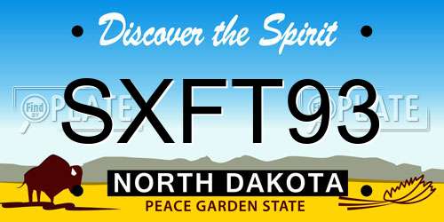 SXFT93 North Dakota License Plate