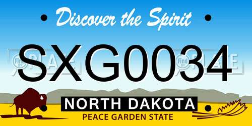SXG0034 North Dakota License Plate