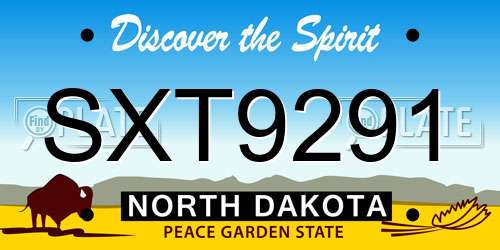 SXT9291 North Dakota License Plate