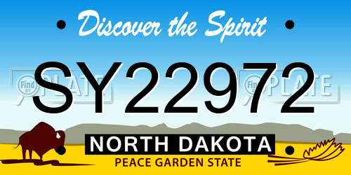 SY22972 North Dakota License Plate