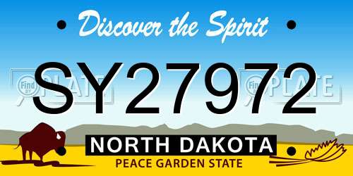 SY27972 North Dakota License Plate