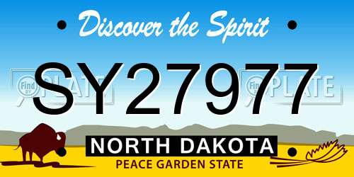 SY27977 North Dakota License Plate