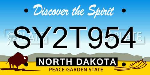 SY2T954 North Dakota License Plate