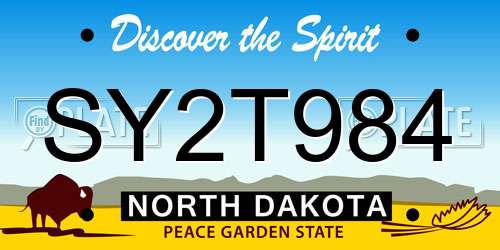 SY2T984 North Dakota License Plate