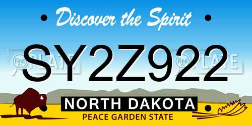 SY2Z922 North Dakota License Plate
